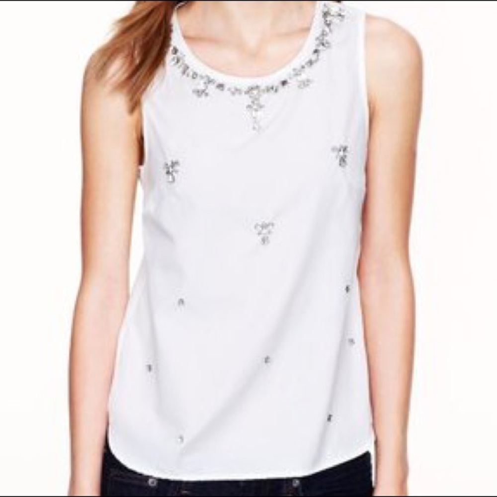 J.Crew embellished white shell tank top